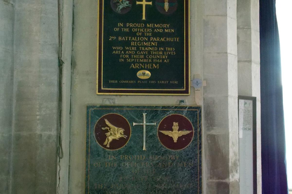 Memorial to the 2nd Parachute Battalion in the Church of St Andrew and Saint Mary, Stoke Rochford.