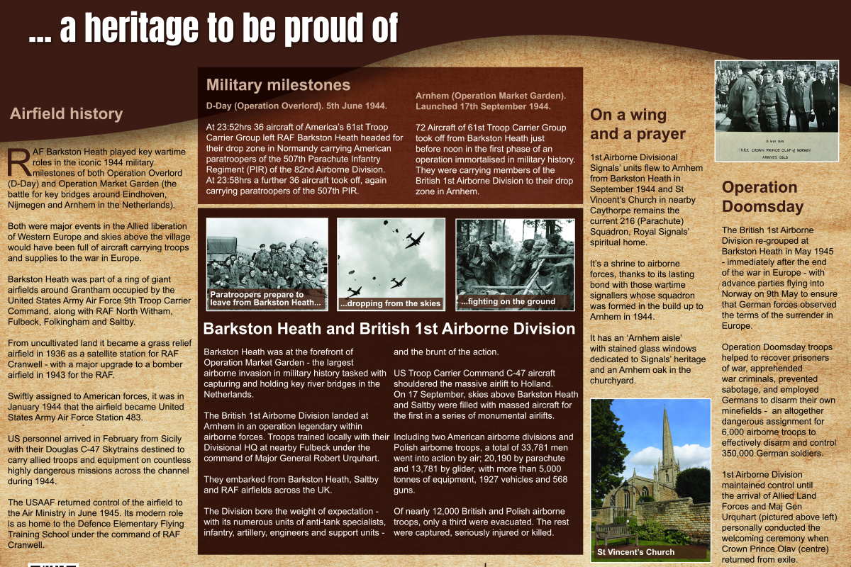 Information board on RAF Barkston Heath in Barkston Church