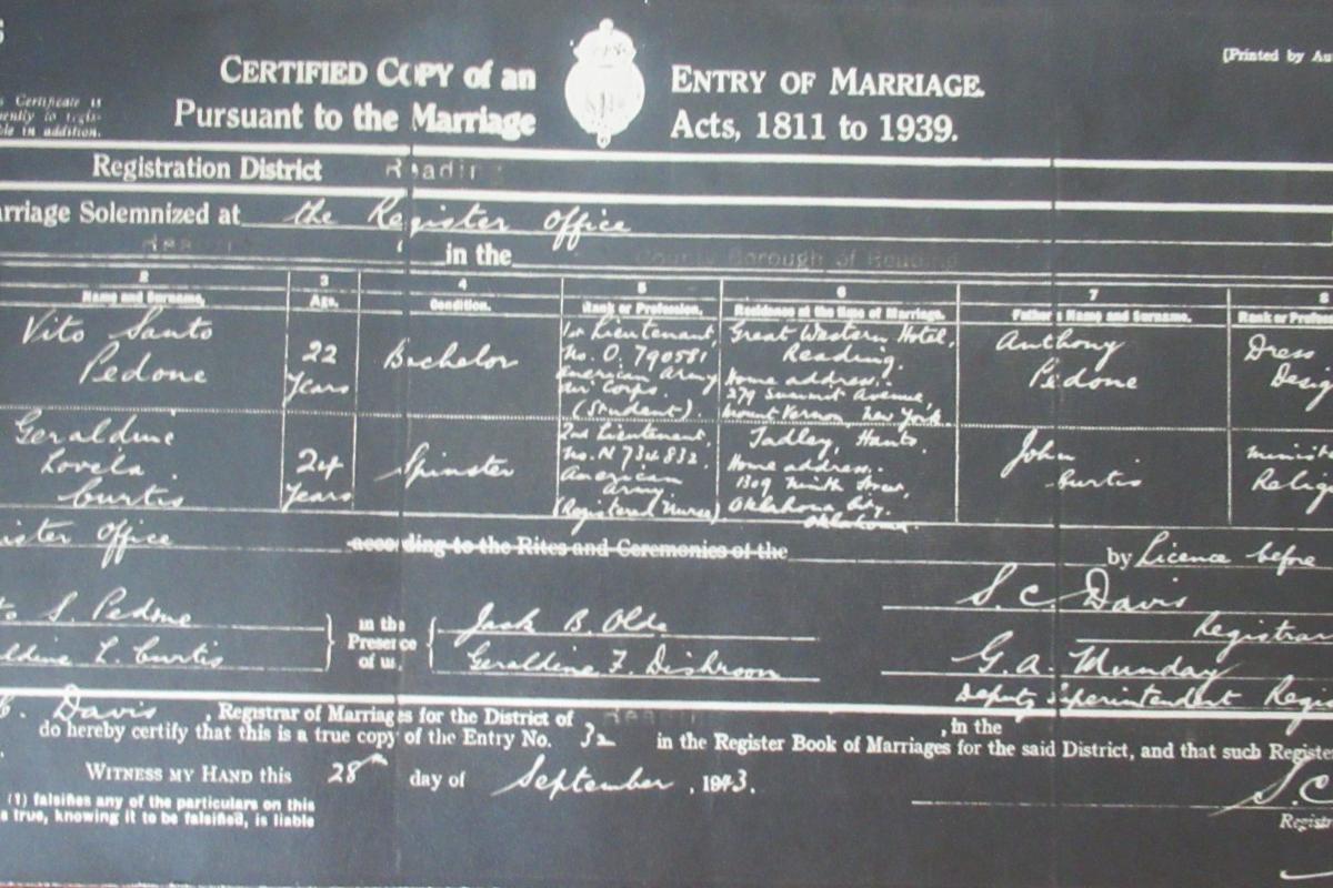 Jerry and Vito's English Marriage Certificate