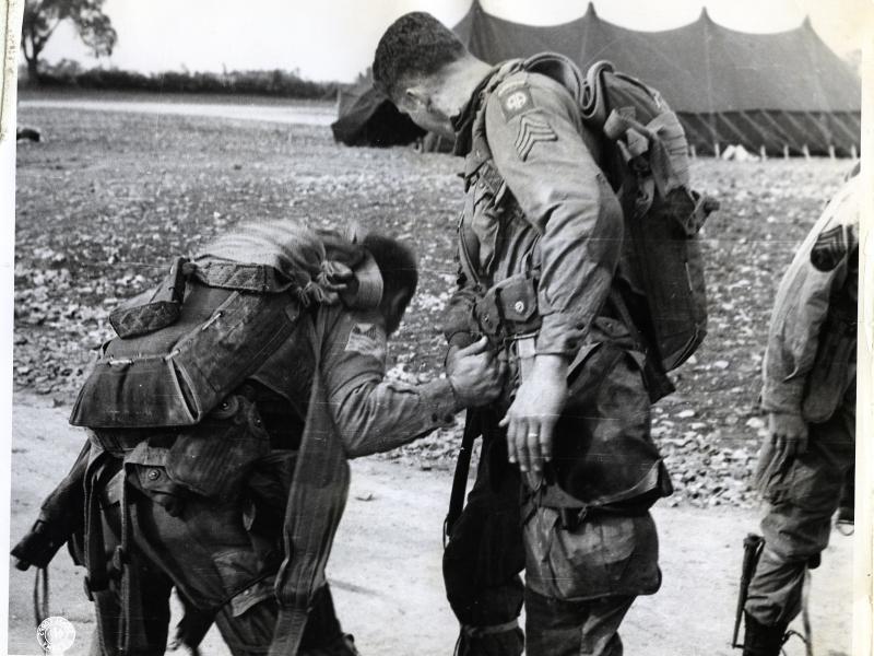 US paratroopers of the 82nd Airborne Division at Saltby airfield just before D-Day