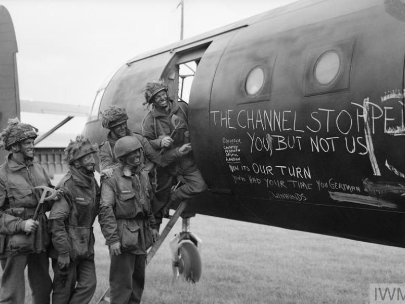 British Airborne troops board a Horsa glider on D-Day