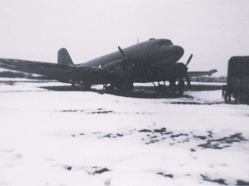 The C-47 at Harlaxton after its crash-landing in January 1945
