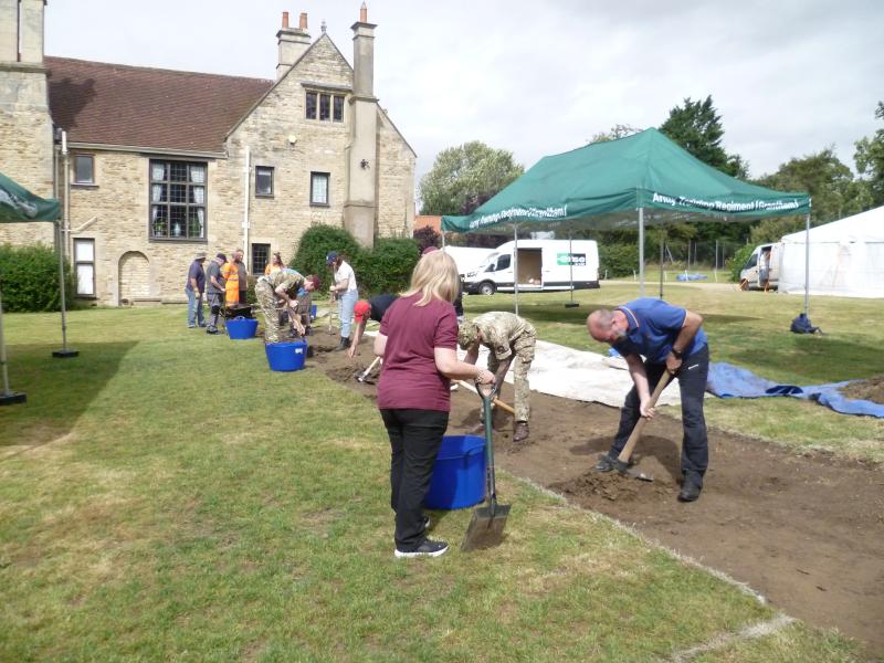 Diggers begin work on deepening a trench at Fulbeck Manor, August 2024 