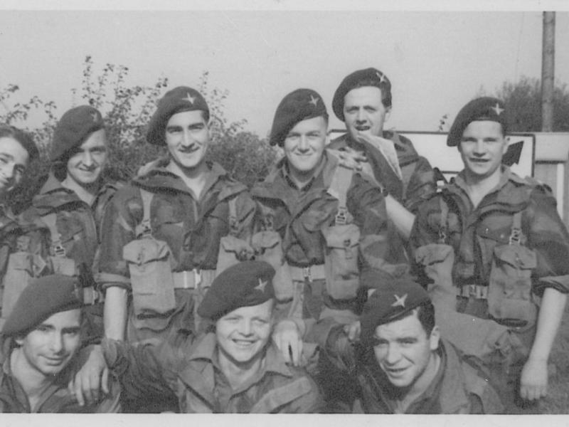 Paratroopers take a short break while on a route march near Grantham