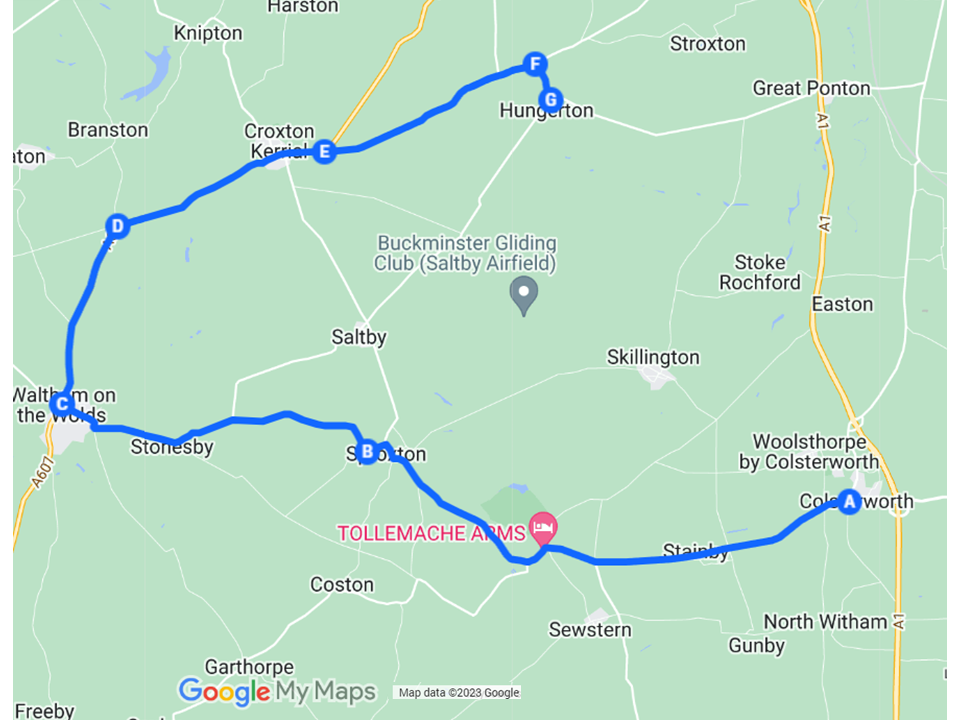Map of the route march by B Company, 2nd Parachute Battalion, on 7 March 1944