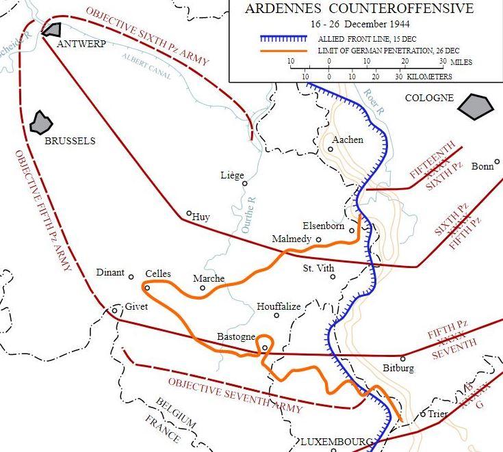 Map of the Battle of the Bulge, December 1944