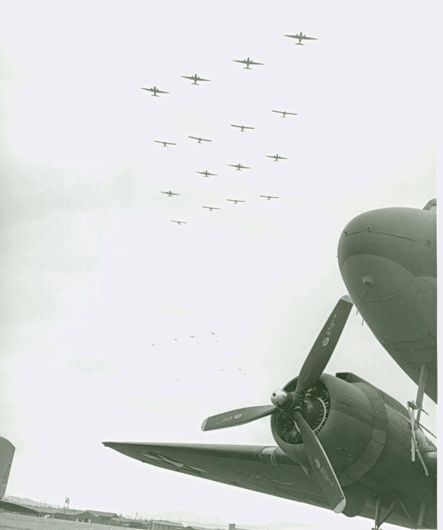 C-47s towing CG-4A gliders	