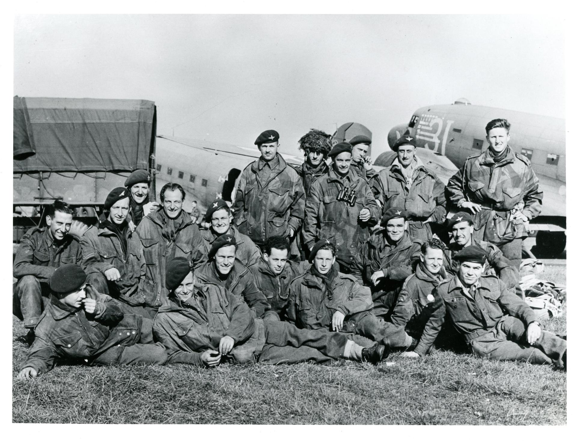 British paratroopers at Barkston Heath before boarding their aircraft