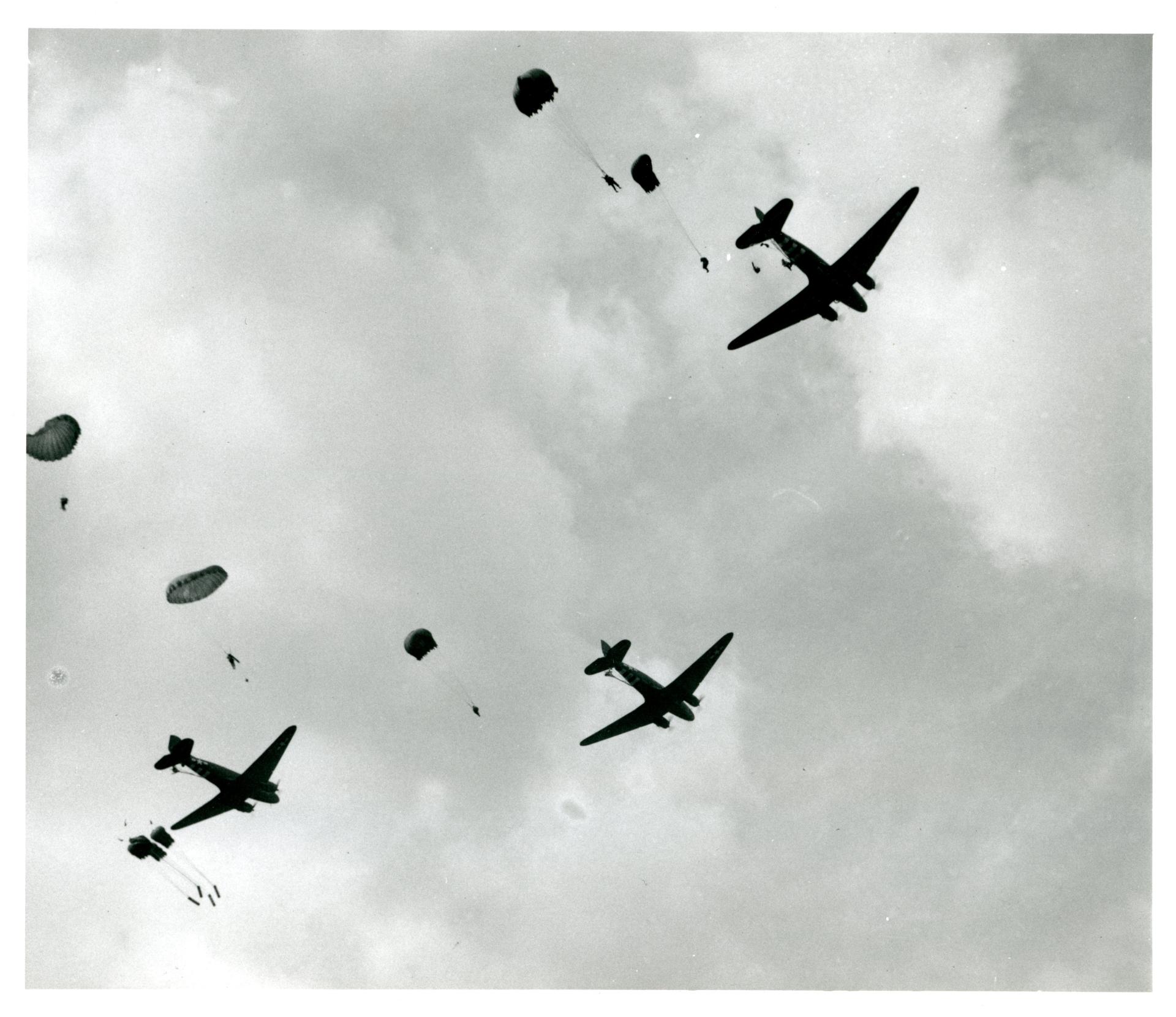 C-47s drop British paratroops at Arnhem