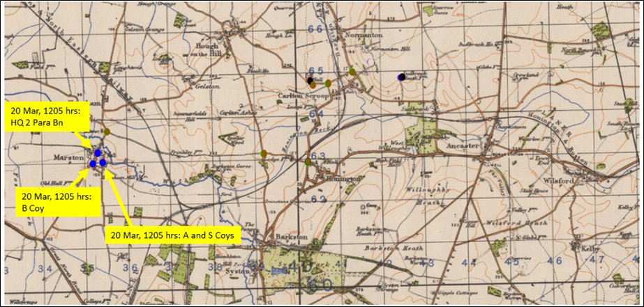 Starting Positions of 2nd Parachute Battalion for Exercise JOHNNY