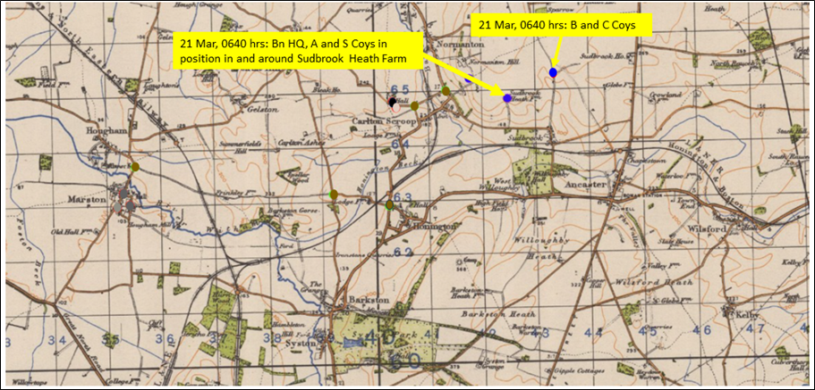 21 March 1944, 0640 hrs: All units of the Battalion stand down; 0845 hrs: Ex JOHNNY ends and all units return in vehicles to their barrack areas at 1000 hrs