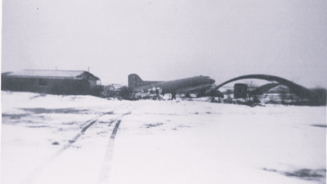 Long-distance photo of the C-47 at Harlaxton