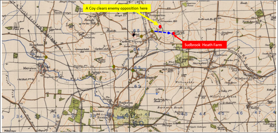 ‘A’ Company encounters enemy opposition on route to the Farm, clears it then continues towards the Farm