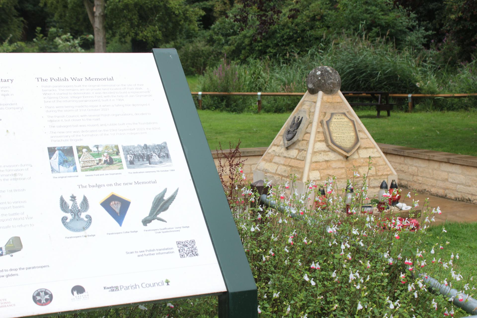 Polish Airborne memorial in Easton on the Hill