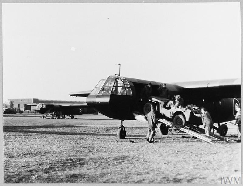 A Horsa glider and jeep, two workhorses of the Airborne Division