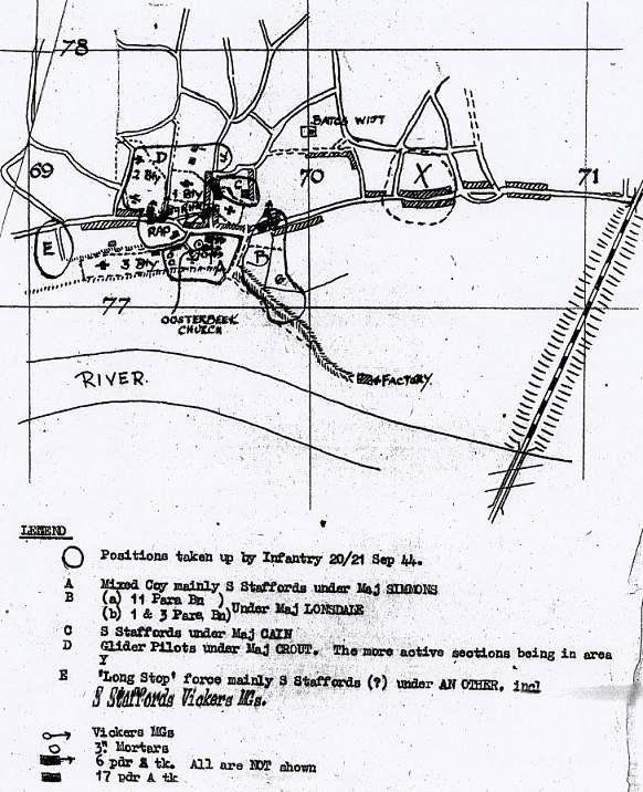 Map showing British positions in Oosterbeek