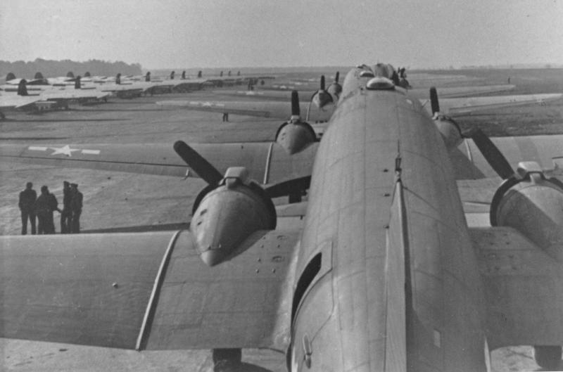 C-47 aircraft line up for take off at Folkingham in September 1944
