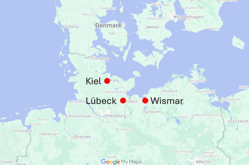 A map of northern Germany