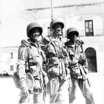 Three US paratroopers in Sicily