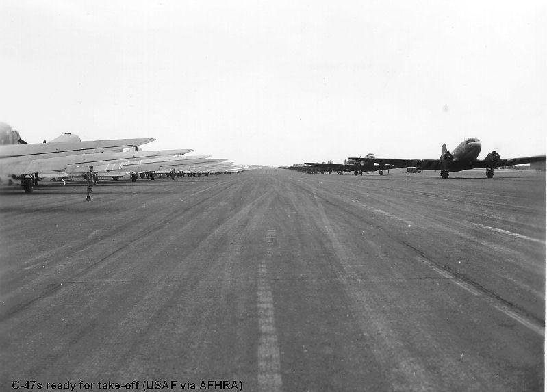 C-47s on the runway at Barkston Heath