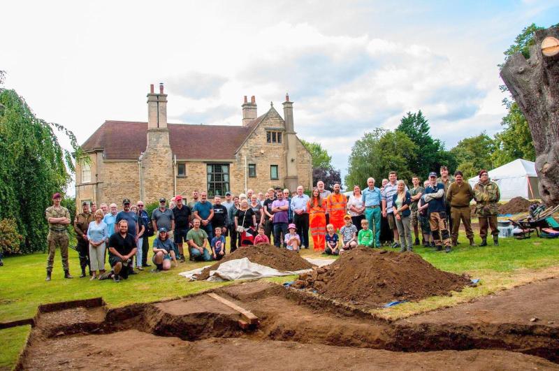 Archaeological diggers at Fulbeck Manor, August 2024