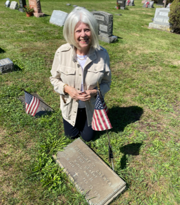 Beryl Guest by her father's graveside