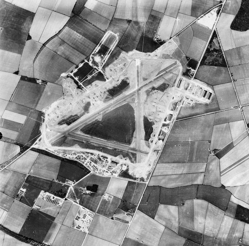Aerial photo of Barkston Heath airfield in April, 1944