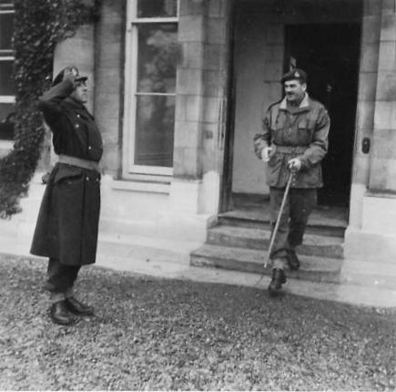 Major General Urquhart leaving Fulbeck Hall