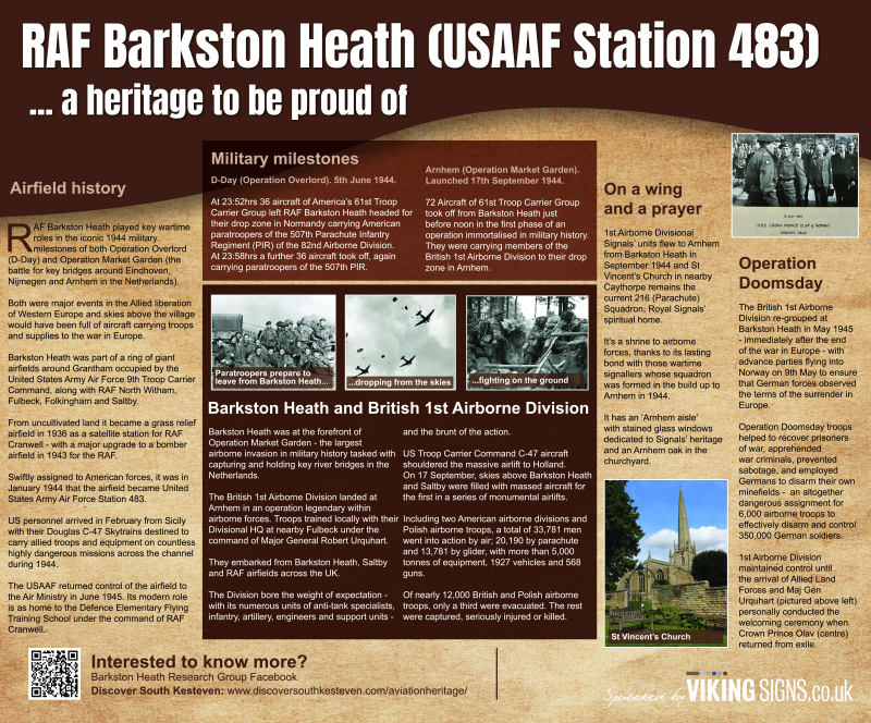 Information board on RAF Barkston Heath in Barkston Church