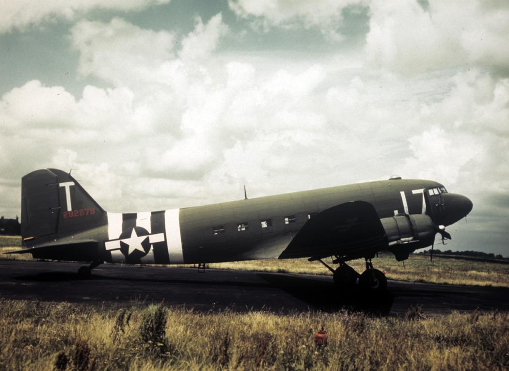 A C-47 of the 442nd Troop Carrier Group at Fulbeck