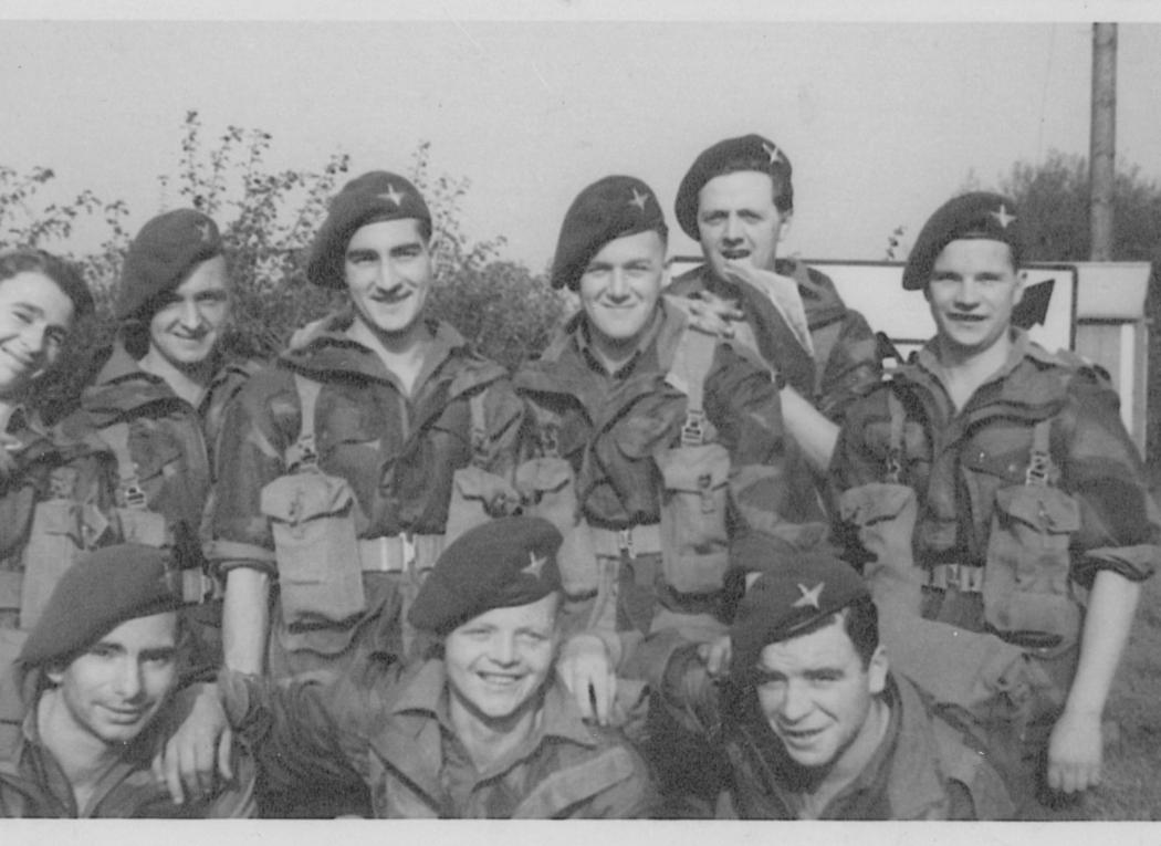 Paratroopers take a short break while on a route march near Grantham